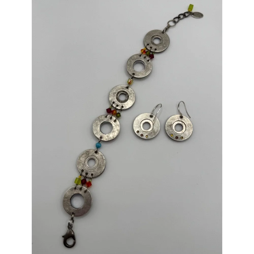 Firefly Multicolor‎ Crystal Rhinestone Circle Bracelet & Earrings